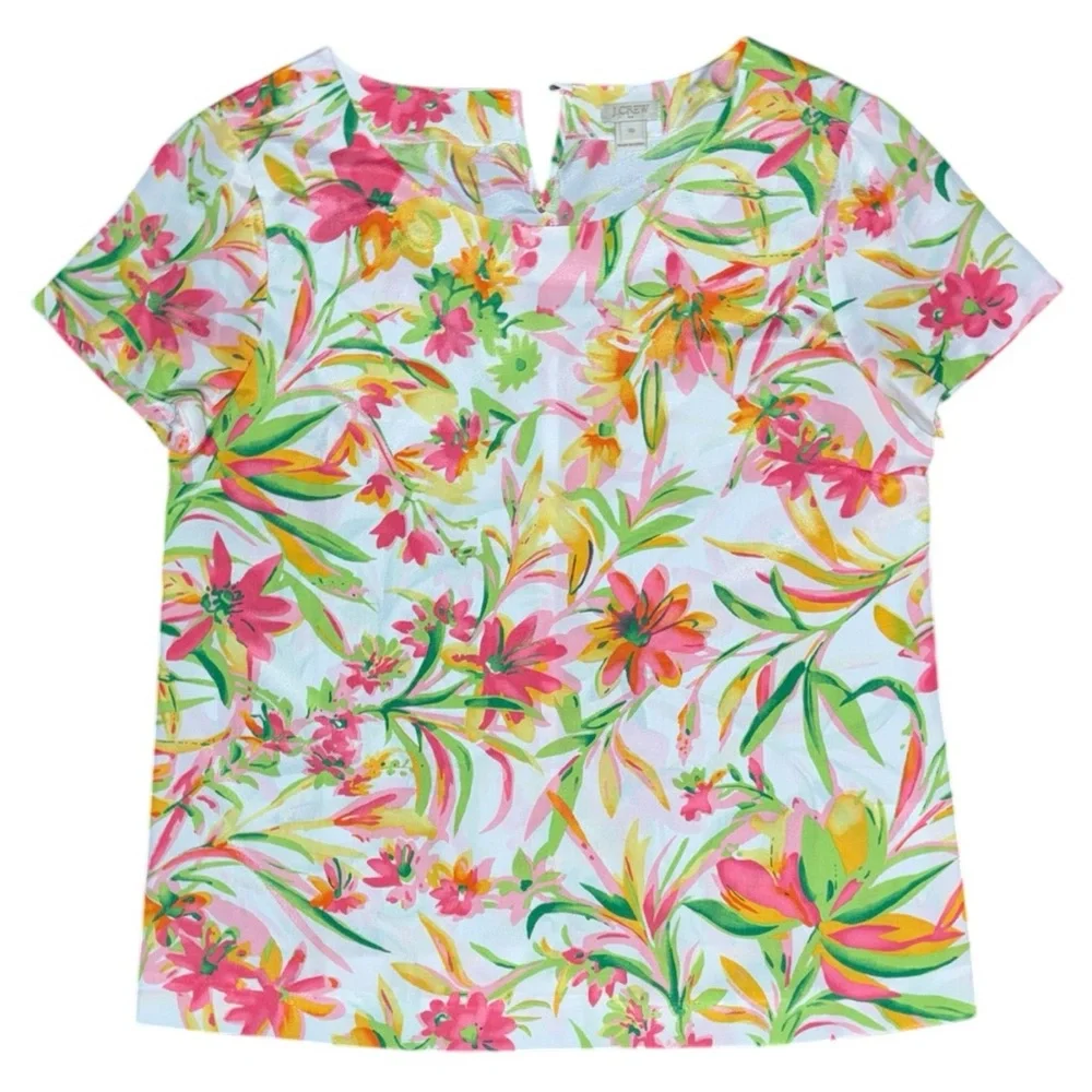 J. Crew Printed Floral Short Sleeve Top